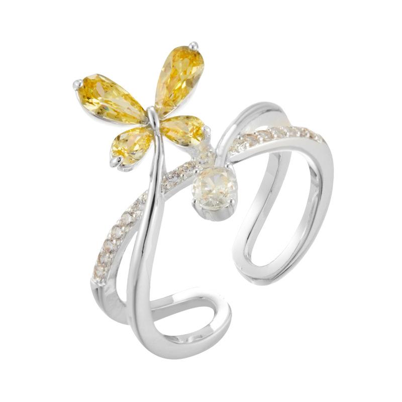 Fairy Full of Smart Butterfly Open Ring Fashionable Versatile Adjustable Design Insect Ring Stacked Index Finger Ring