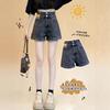 Women's High Waist A-Line Denim Shorts Loose Fit Casual Cuffed Hem Hot Pants