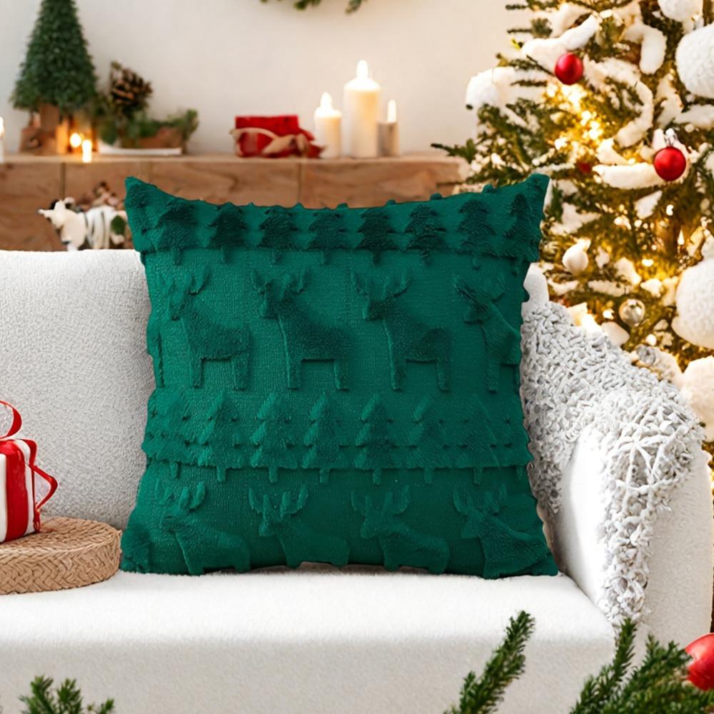 45×45cm Pillowcase Christmas Tree Plush Pillow Cover Christmas Throw Pillow Cover Home Decoration
