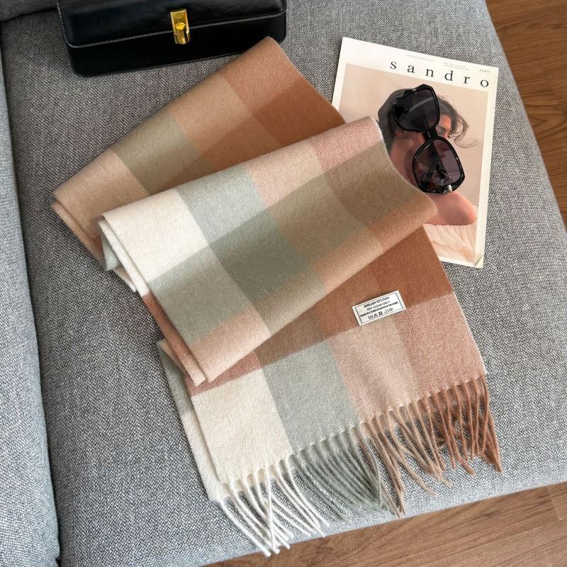 100% Wool Knitted Scarf Unisex Winter Warm Accessory Classic Plaid Long Neck Wrap Men Women