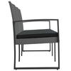 3 Seater Garden Bench with Cushions Dark Grey PP Rattan
