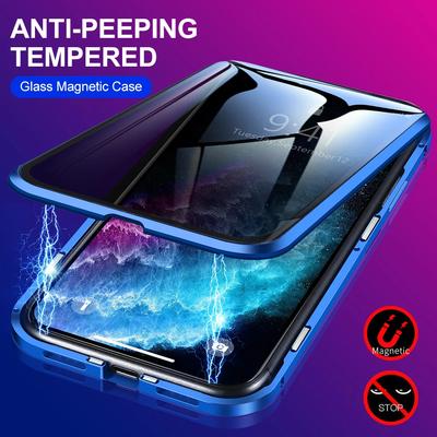 Anti Peeping Metal Phone Case for OnePlus 10 Pro 10R 11 11R 12 12R 13 13R 360 Degree Privacy Protection Magnetic Glass Cover