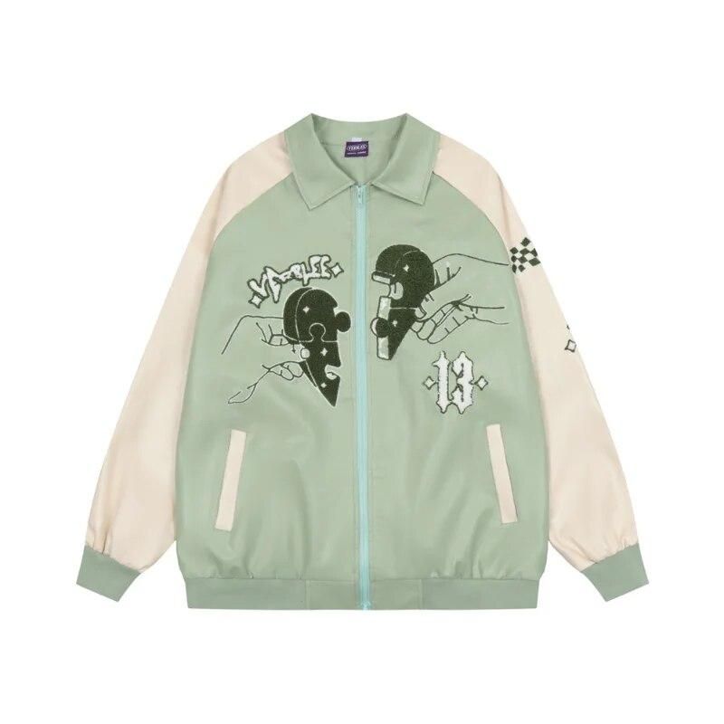 

Мужская куртка из искусственной кожи контрастного цвета, модная повседневная свободная облегающая мотоциклетная куртка с лацканами, уличное бейсбольное пальто в стиле хип-хоп для пары