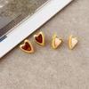 Elegant 2026 European & American Stainless Steel Heart Resin Stud Earrings - Retro French Style
