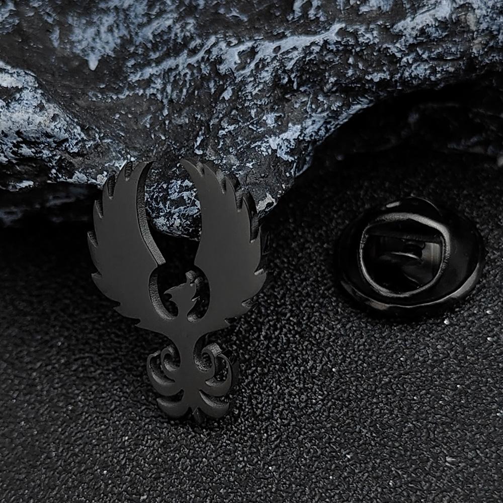 Retro Phoenix Male Brooches Gold Plated Stainless Steel Animal Lapel Pins Men's Jewelry Clothing Accessories Husband Gifts