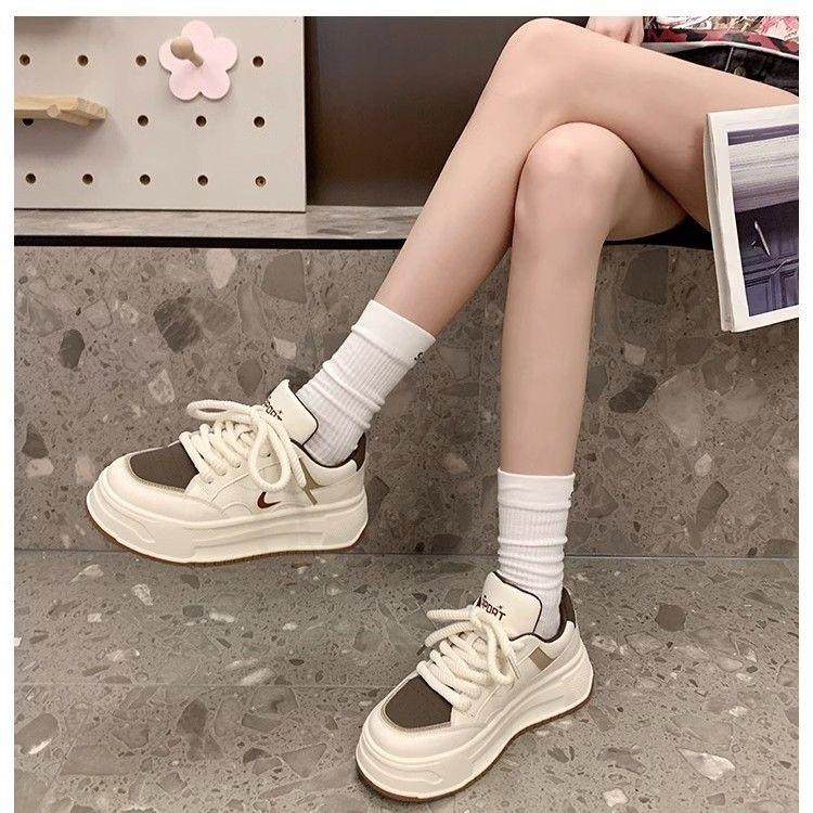 Popular Muffin Versatile Little White Shoes Women's Summer High-end Thick Baseplate Shoes 2025 New Dexun Casual Sports Shoes