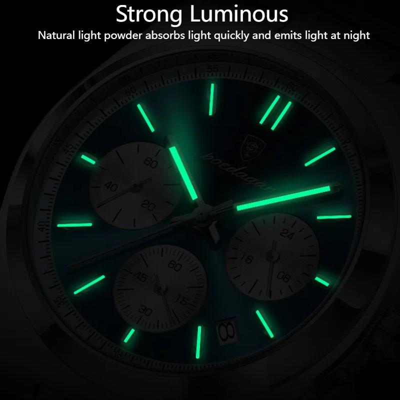 POEDAGAR Luxusní módní pánské hodinky Vodotěsné světelný chronograf Datum Quartz hodinky pro muže Vojenské sportovní pánské hodinky z nerezové oceli