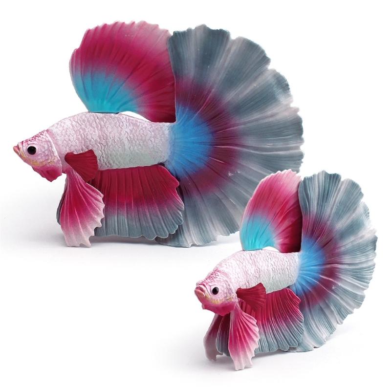 Mini Betta Fish Statue for Shelf Decors, Colorful PVC Tropics Fish Model Ornament with Realistic Detail for Desk and Living Space