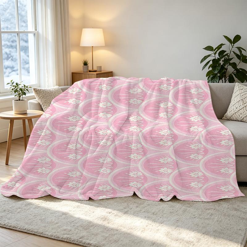 Hemmed Flannel Fleece Blanket - Minimalist Floral Design, Soft & Skin-friendly, Cozy & Warm Throw for Home, Halloween & Christmas Gifts