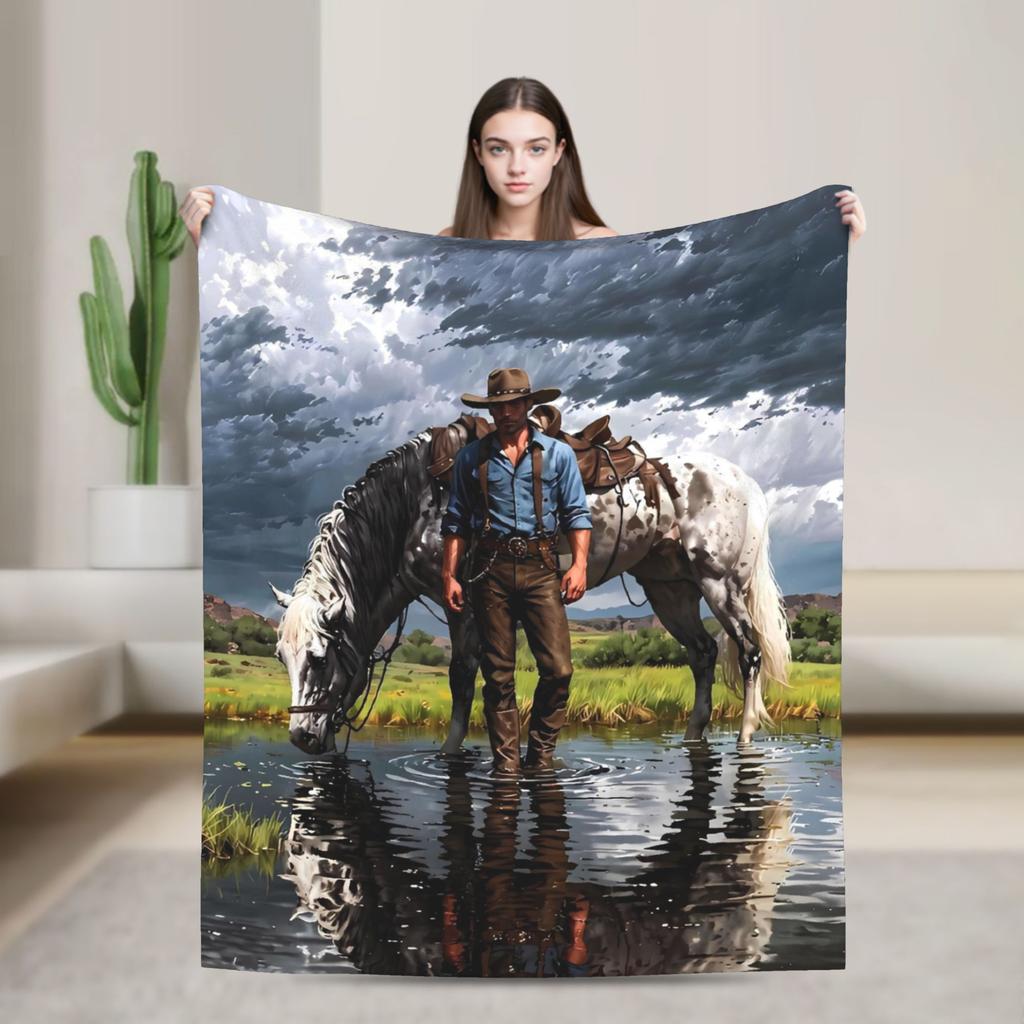 Arthur Morgan Angel Blanket  Travel Office Flannel Throw Blanket For Living Room Warm Soft Design Quality Bedspread Present
