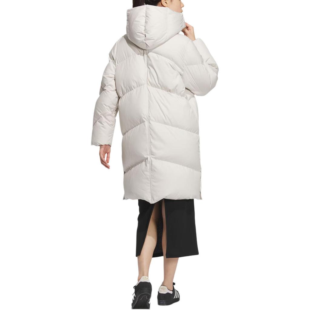 Adidas Originals Three Stripes Series Warm Comfortable Casual Solid Color Long Sleeve Down Jacket Women Outerwear White JD3785