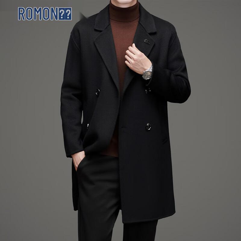 

ROMON Men s Double-Faced Wool Blend Mid-Length Trench Coat XL