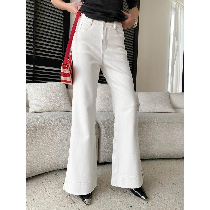 New for autumn, Lyocell Tencel commuter white high-waisted and thin jeans