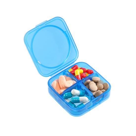 

Pill Box Weekly Organizer with Independent Sealing Buckles Design Pill Container Large Capacity Transparent Case for Travel And темно-синий