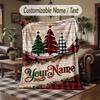 Winter Snow Theme Throw Blanket Custom Name Text Personalized Blanket Soft Cozy Blanket for Home Sofa Bed