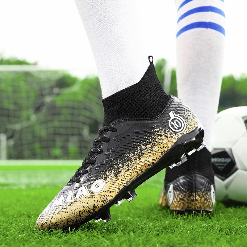 High-top foreign trade football shoes men's sports football shoes broken nails spikes student non-slip football game training shoes