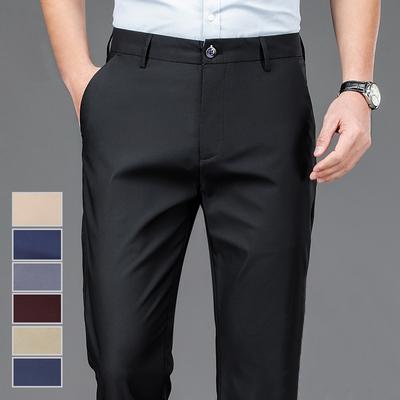 Pantaloni da uomo elasticizzati neri eleganti casual da uomo pantaloni da ufficio ad asciugatura rapida pantaloni da abito nuovi pantaloni dritti coreani primaverili ed autunnali