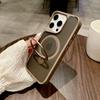 New Foldind Stand Holder Magsafe Phone Case for For Iphone 16 15 14 13 Pro Max Plus Desert Titanium Gold Magnetic Cover