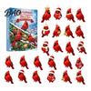 Holiday Countdown Decoration Red Bird Advent Calendar, 24-Day Christmas Set with Toy Ornaments, 2D Acrylic Tree Hanging Decor, Gift for Kids