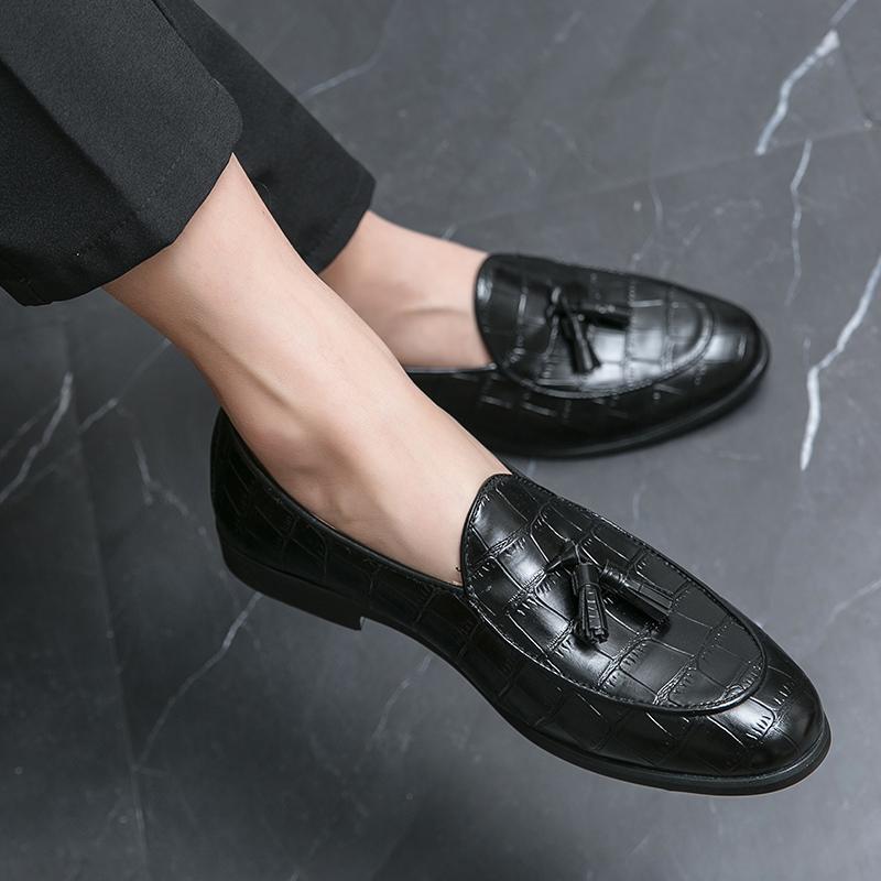 Pánské střapcové mokasíny Ležérní Business Kožené Boty Pánské S přezkou Čtvercová špička Společenské Kancelářské Baleríny Pánská Móda Svatba Párty mokasíny