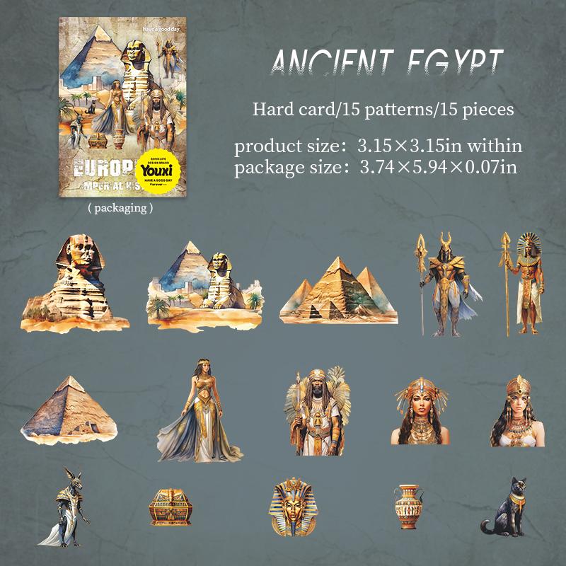 Европейский египетский Папа Винтажная тема Наклейки-карточки с персонажами 15 листов для скрапбукинга, журнала, DIY-декора, коллажа, дневника