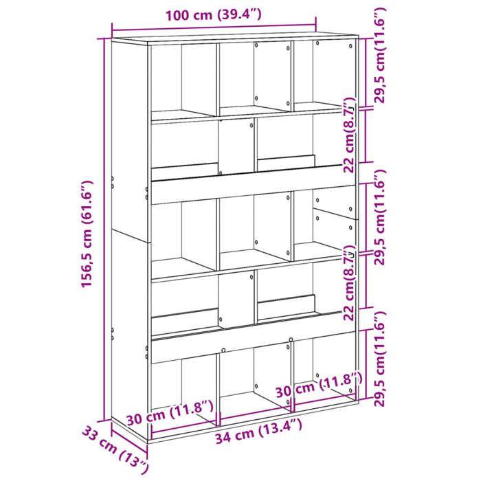 VidaXL Bibliothèque gris béton 100x33x156,5 cm bois d'ingénierie 3309369