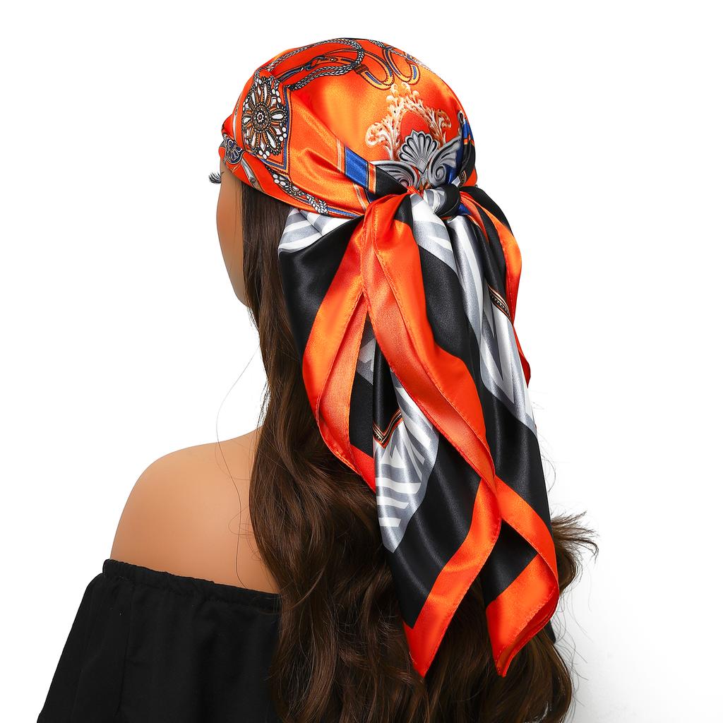 Silk Scarves Women Luxury Brand Summer Fashion Designer Head/Hair Scarf 90*90cm Hijab Bandana Cheveux Foulard Femme 90X90CM