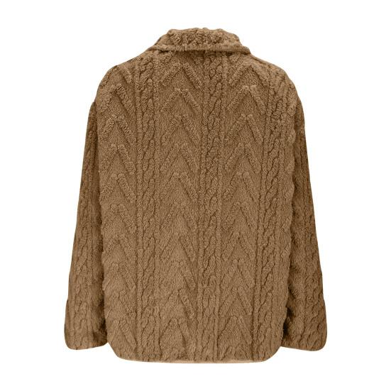 Winter Fleece Jacket for Women Stand Collar Zip Up Sherpa Coat Fuzzy Long Sleeve Fall Casual Outerwear with Pockets