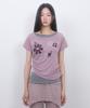 LMR Motif Embroidered Striped Layered T-Shirt Purple Pink