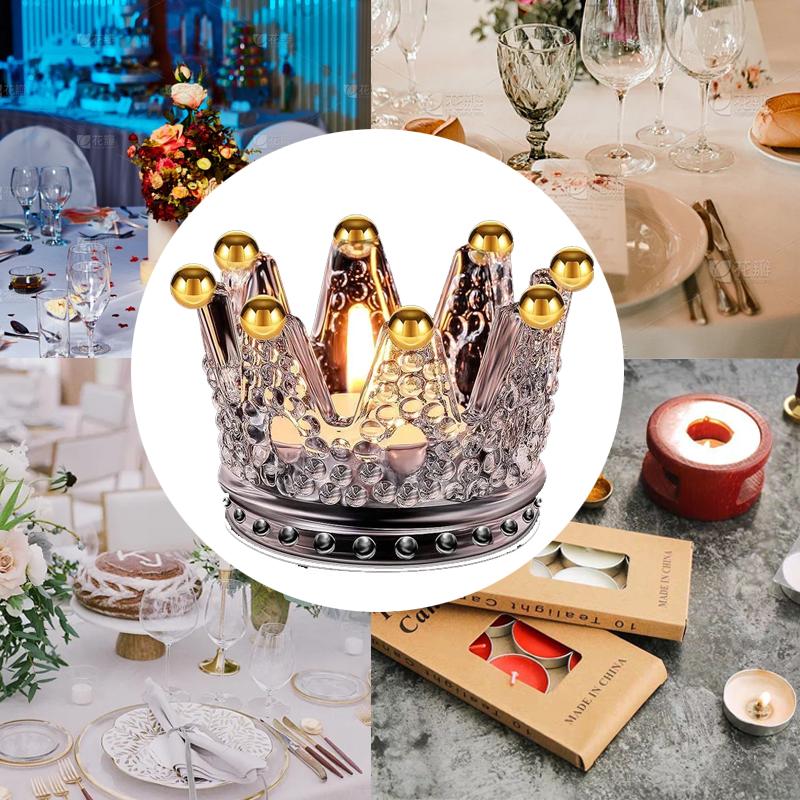 Lesklá korunka ze skla na svatbu, moderní domov, restauraci, svícny, ozdoby, noční světlo