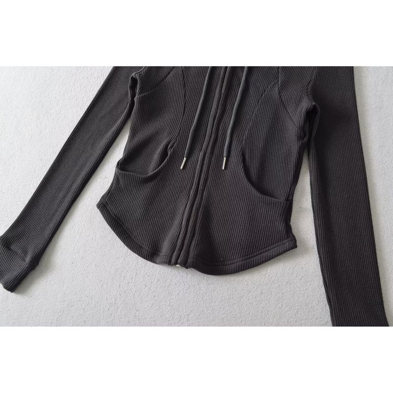 Za Export New Arrival Women's Clothing ZR Fashion Style Sexy Sexy Silm Knitting Hooded Small Top Flanging Bell-Bottom Pants