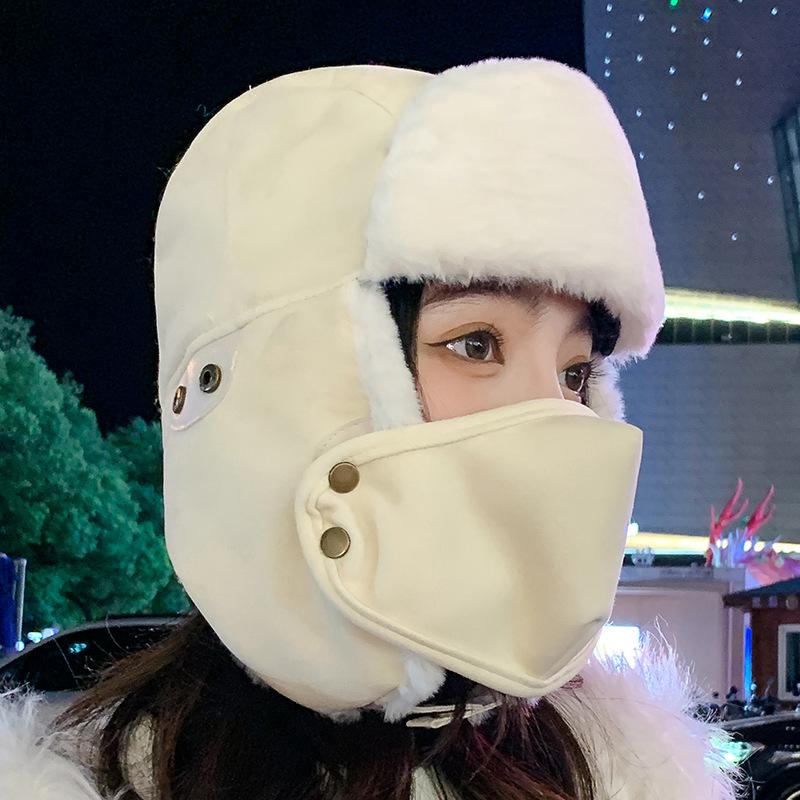 Unisex Winter Balaclava Hat with Ear Warmers, Polyester Fiber Knit Fabric, Hand Washable, Windproof and Breathable with Adjustable Valve - Black