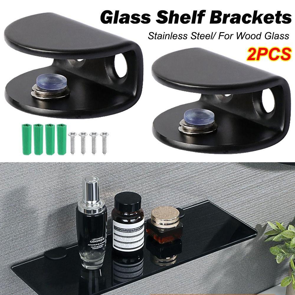 Replacement Parts Stainless Steel Glass Shelf Brackets Heavy Duty Silver Glass Support Adjustable Wood Glass Shelves Clamp