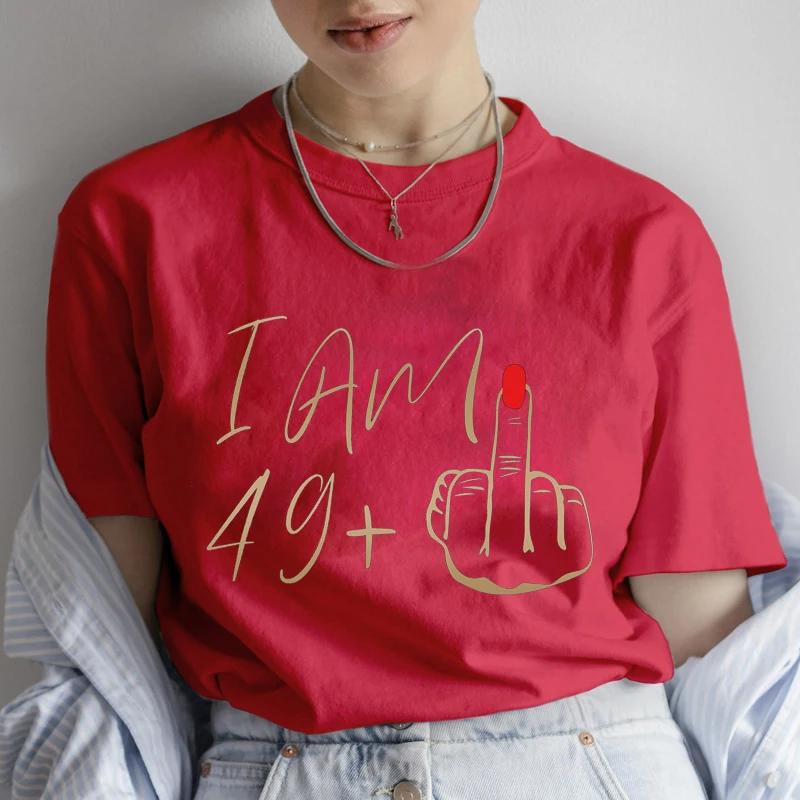 50th Birthday Party Tee for Mom I Am 49 Middle Finger T Shirts Birthday Party T-shirt 50th Birthday Gifts for Women Tshirt Tops Unisex T-Shirt