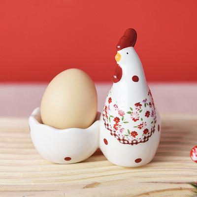 Elegante Inspiriert Keramik Eierbecher mit Eleganten Roten Hühner Blumenmuster für Bequemes Essen und Heimdekoration