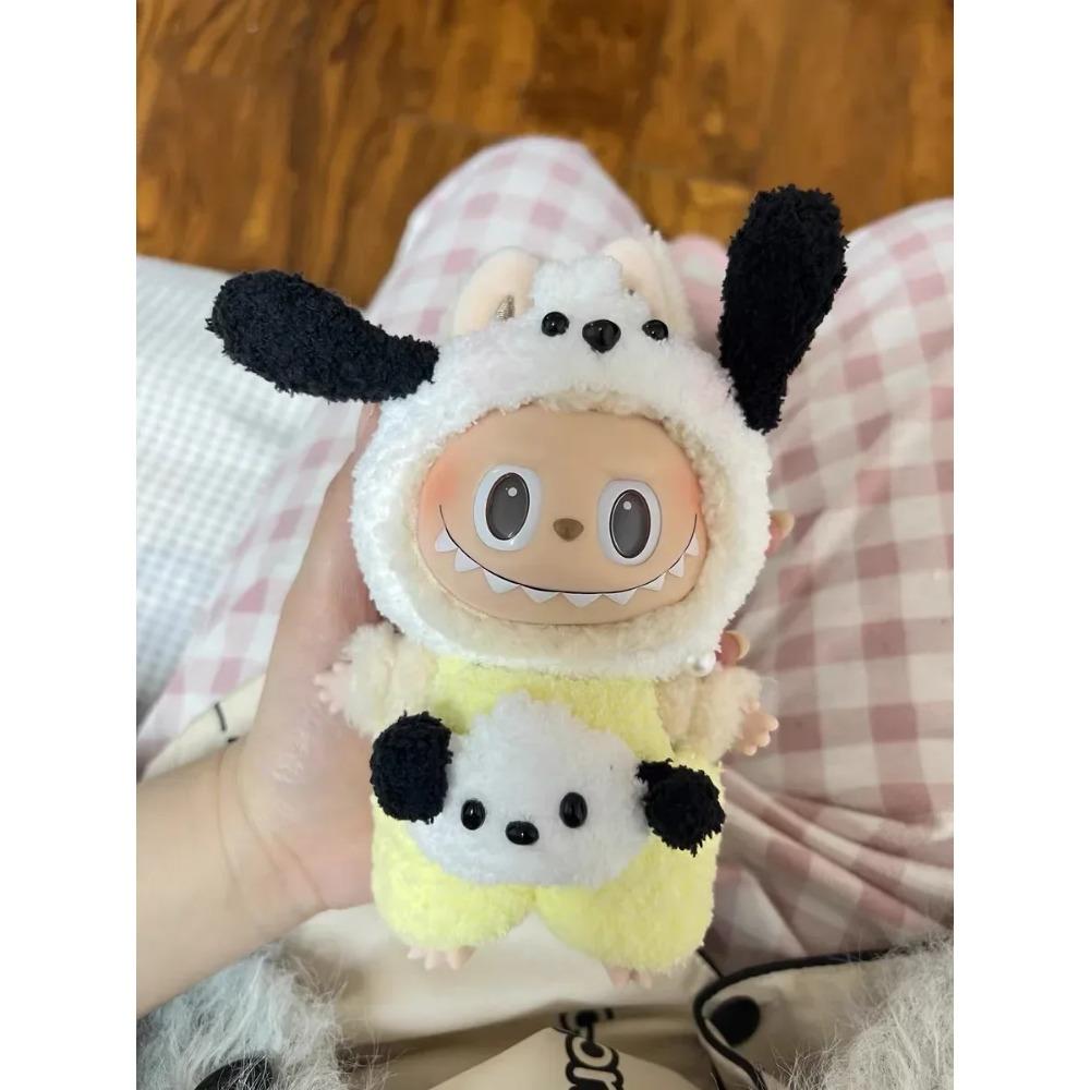 New 17cm Labubu Inventory Cute Fashion Clothing Accessories Labubu Headband Scarf Decoration Bubble Doll Clothing Birthday Gift