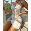 European and American Fashion Pure Desire Sexy Embroidered Mesh Patchwork Nightdress Set Women Sexy Mesh Skirt