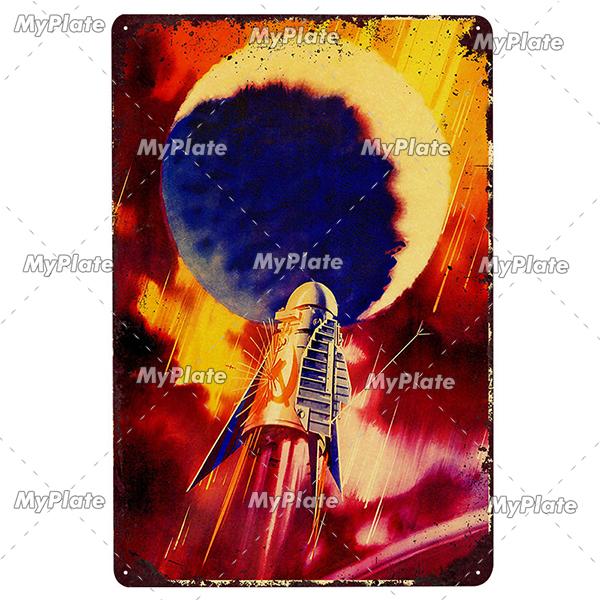 Vintage Russian Metal Sign Plaque Tin Sign CCCP Plate Wall Decor For Bar Club Man Cave The Space Race Poster