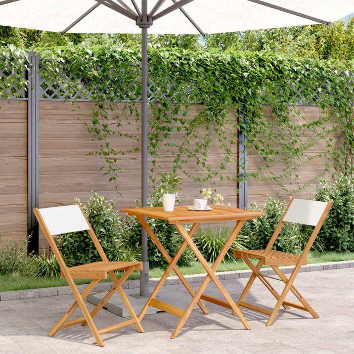 VidaXL 3-piece Bistro Set Cream White Fabric and Solid Wood, Garden Bistro Set, Balcony Set, Set 3281868