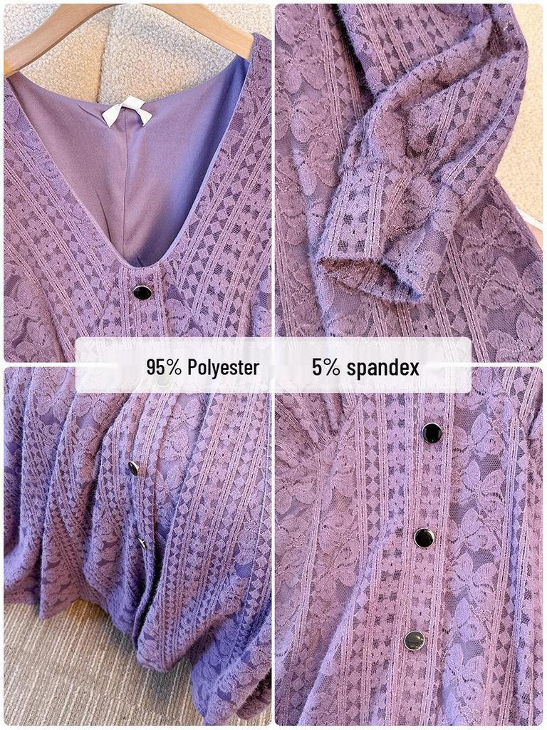 French Style Plus Size Women's Lace Dress: Spring/Autumn Slim Fit 130-300 Jin