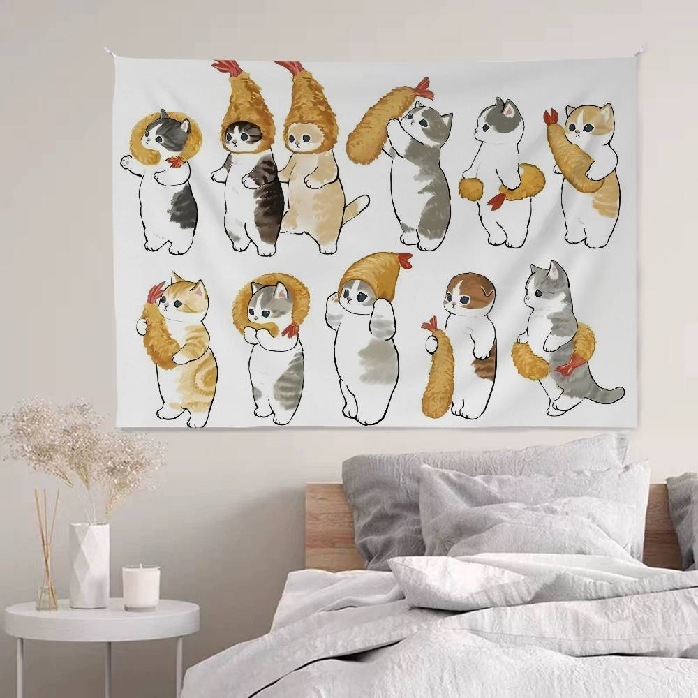 

Cute MMofusands Cat Cartoon Tapestry Art Science Fiction Room Home Decor Wall Hanging Home Decor 74x94cm(29x37in)