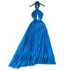 Sanya seaside vacation wear sexy backless scheming hollow neck dress women's pleated long pleated skirt
