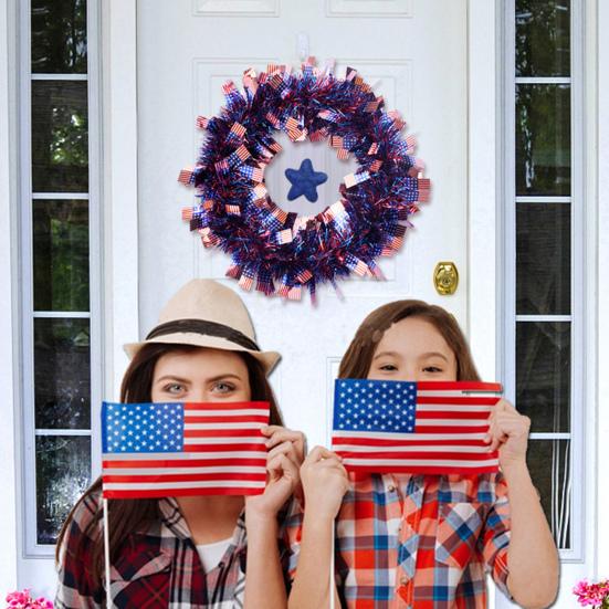 Amerikaanse Vlag Tinsel Sterren Strepen Print Glanzend Onafhankelijkheidsdag Wanddecoratie Feestdecoratie Patriotische Tinsel Amerikaanse Vlaggen Slingers Feestartikelen
