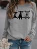 Women's Alpaca Print Round Neck Hoodie - Cute Casual Pullover for Autumn & Winter