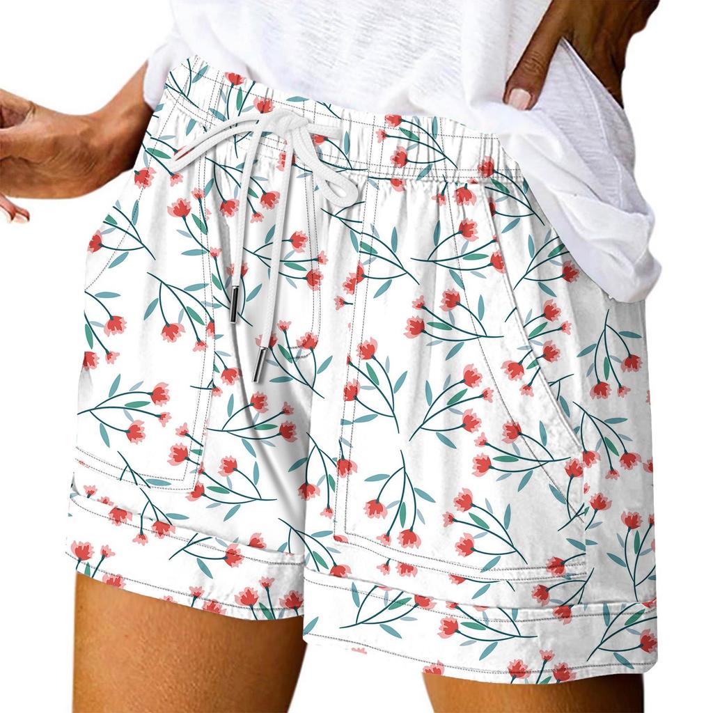 Damen Casual Sommer Elastische Strandshorts Print Casual Shorts