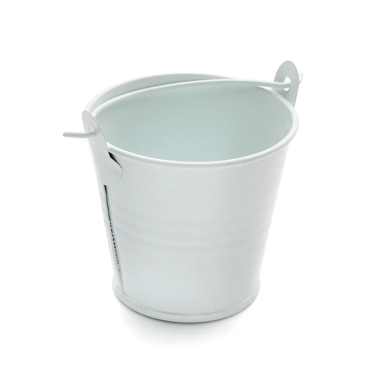 

Mini Keg Barrel Solid Color Small Iron Bucket Home Garden Succulent Planting Flower Pot Desktop Sundry Storage Basket Decoration білий
