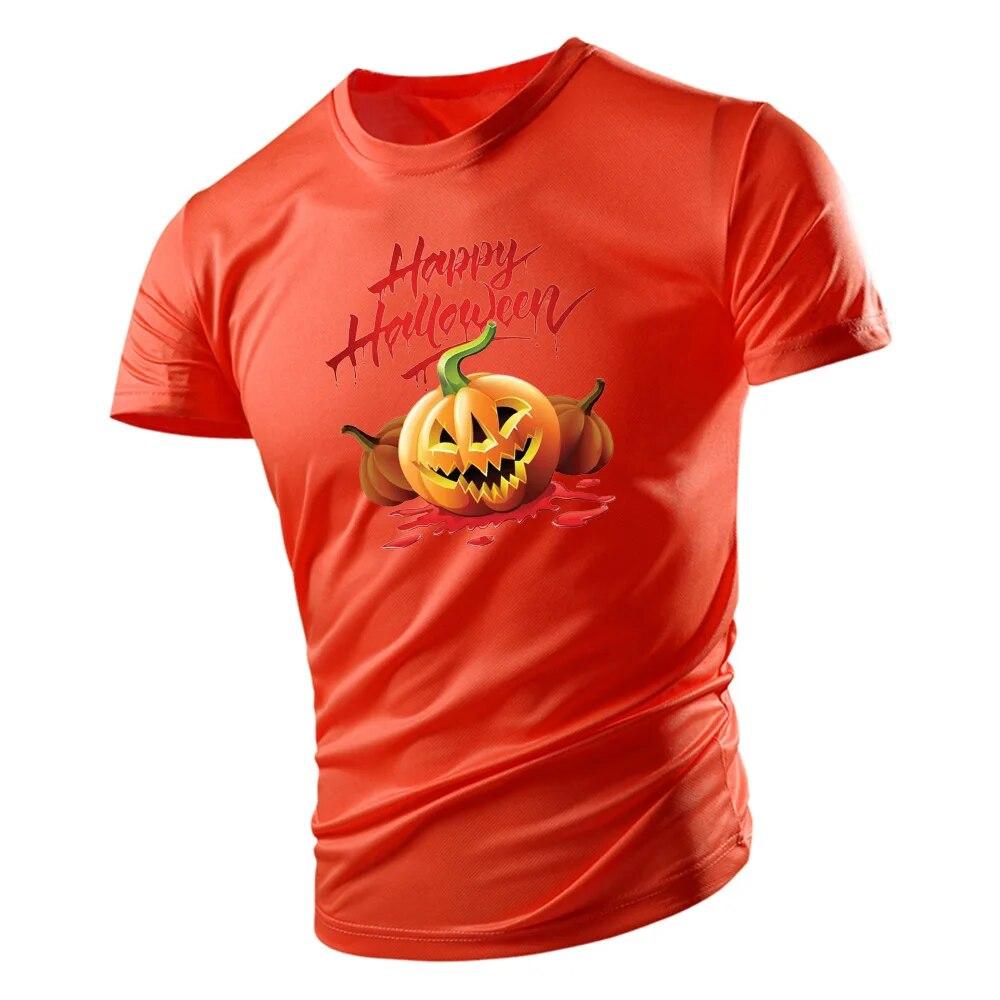 Four Seasons New Fashion Casual 2d Halloween Jack-O '-Lantern Print Bărbați Lejer, confortabil, Tricou cu mânecă scurtă Top cu uscare rapidă