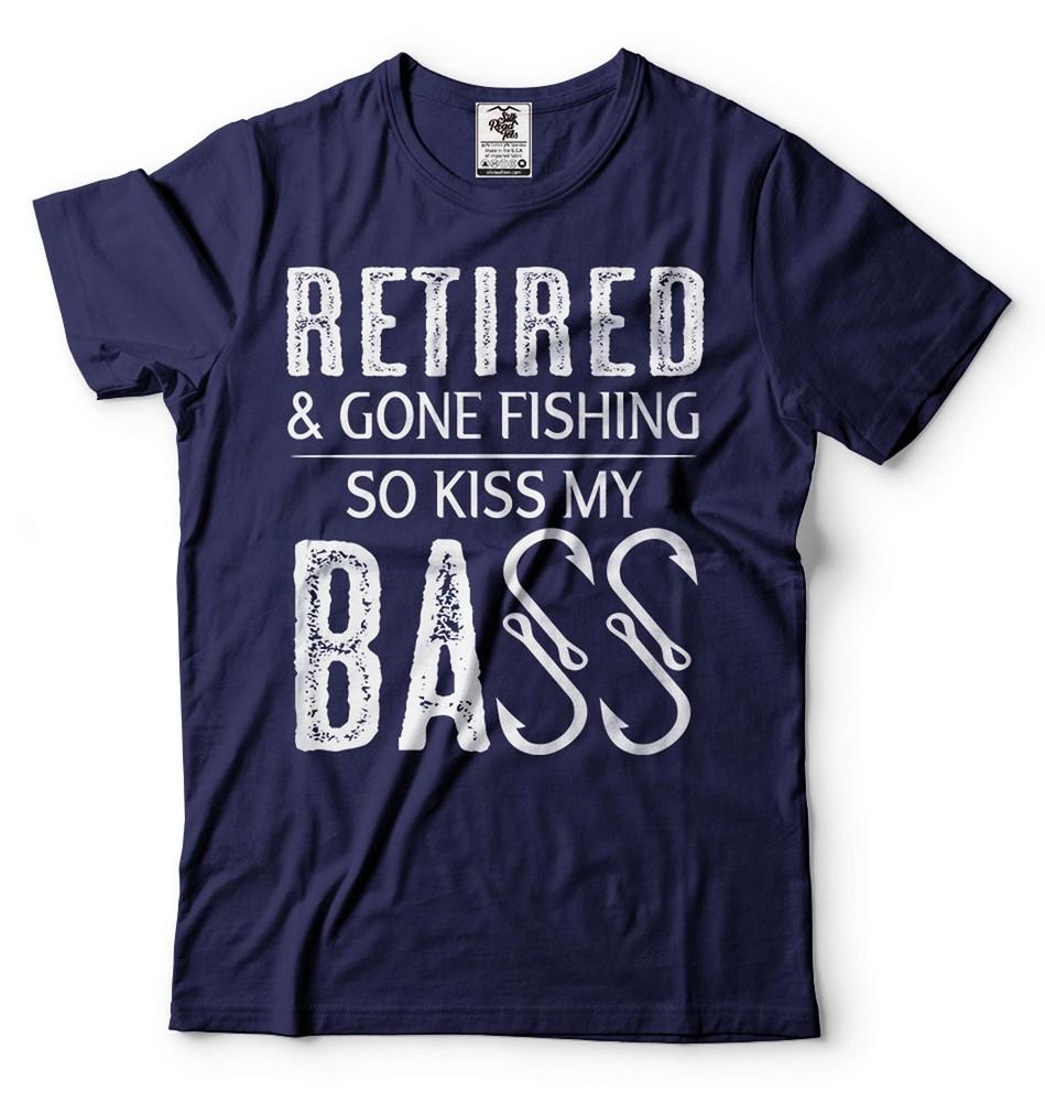 Mens Retired Shirt Gone Fishing So Kiss My Bass Shirt Fishing Joke Shirt For Dad Unisex T-Shirt XXXXL
