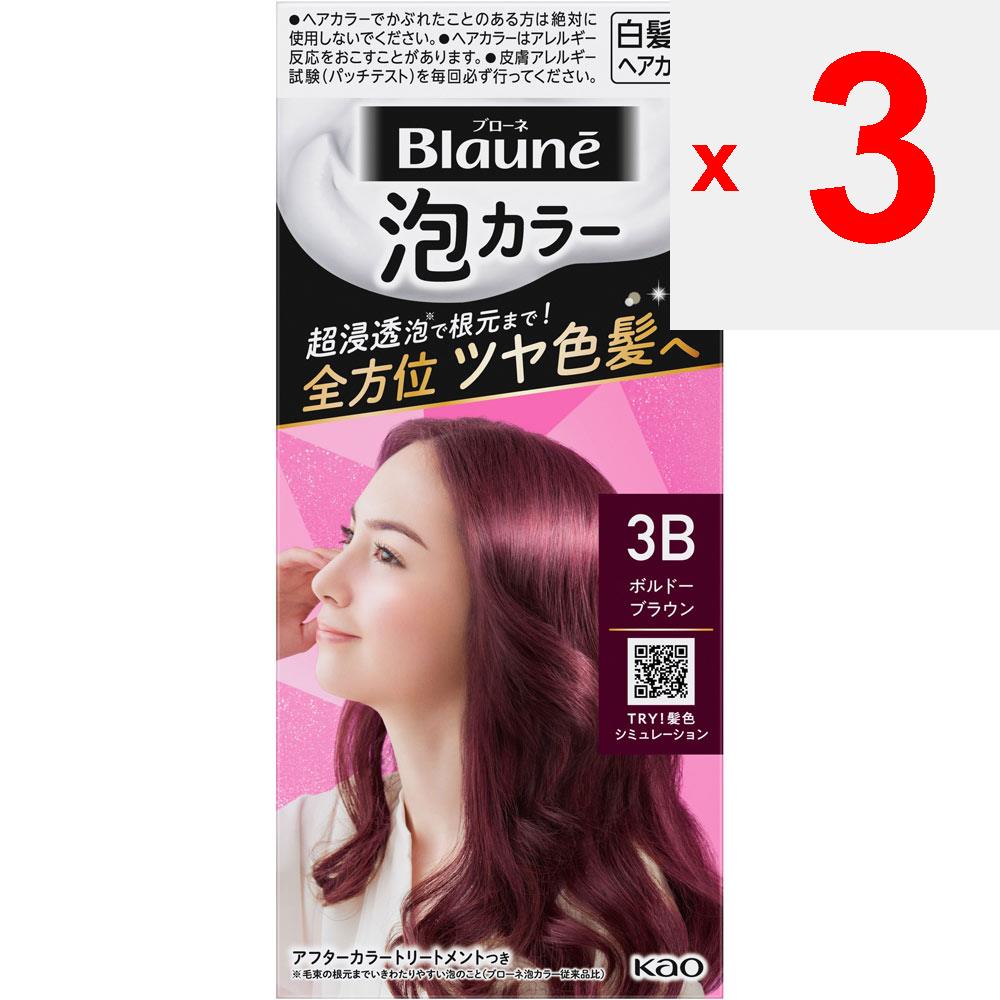 KAO Blaune Bubble Color 3B Bordeaux Brown 108ml (Quasi-drug) Foam for Graying Hair Colorant for Gray Hair Add Liquid 1 To Liquid 2 and Mix. Do Not Sha