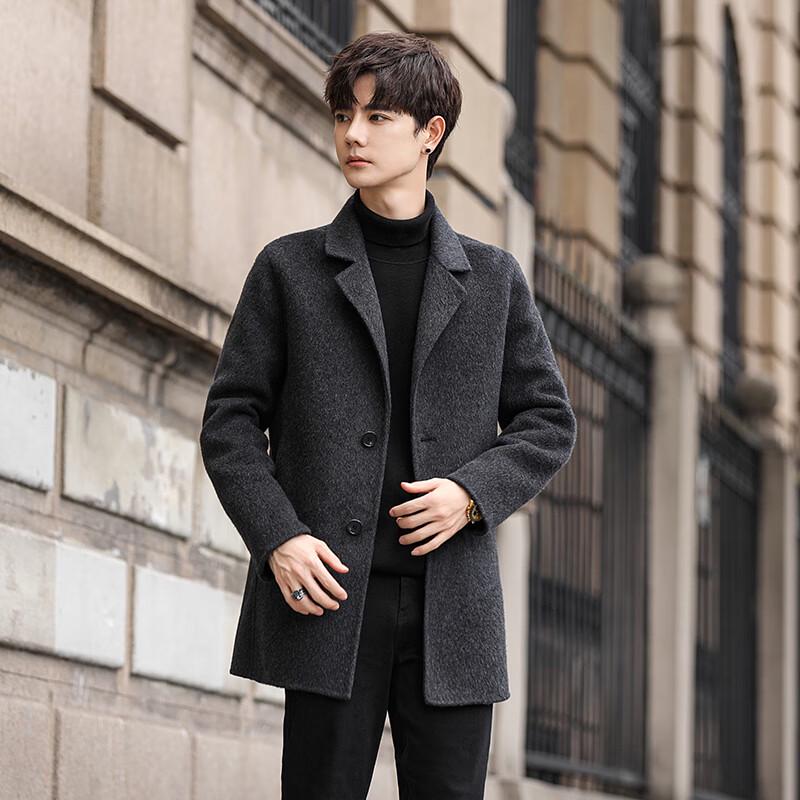 Firstview Men's Business Casual Double-Faced Wool Overcoat